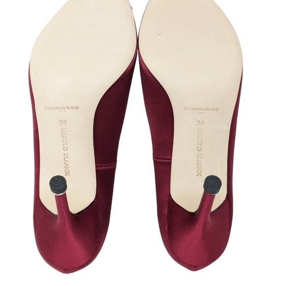 NEW Manolo Blahnik Deep Merlot Red 90mm Hangisi Crystal Pump Heel Size EU 38 - Picture 7 of 10
